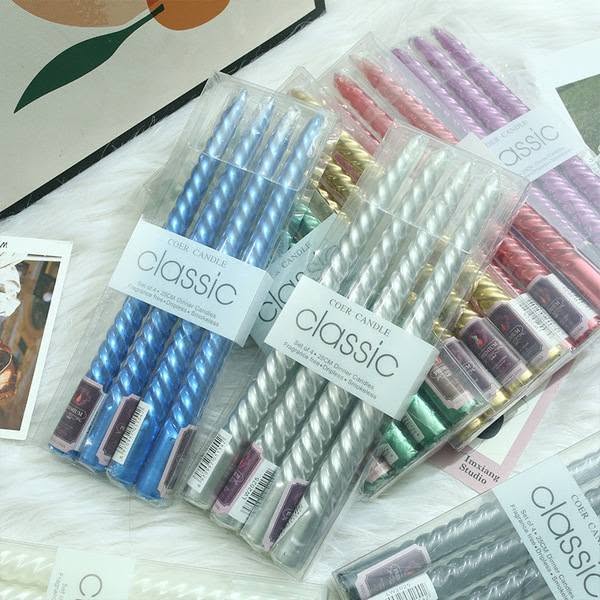 Set of 4 Twisted Taper Dinner Candles