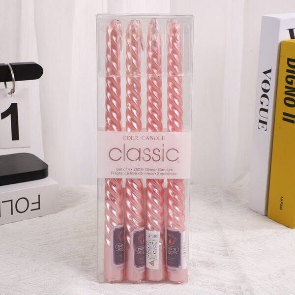 Set of 4 Twisted Taper Dinner Candles