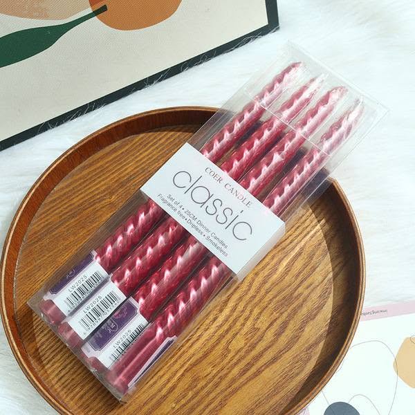Set of 4 Twisted Taper Dinner Candles