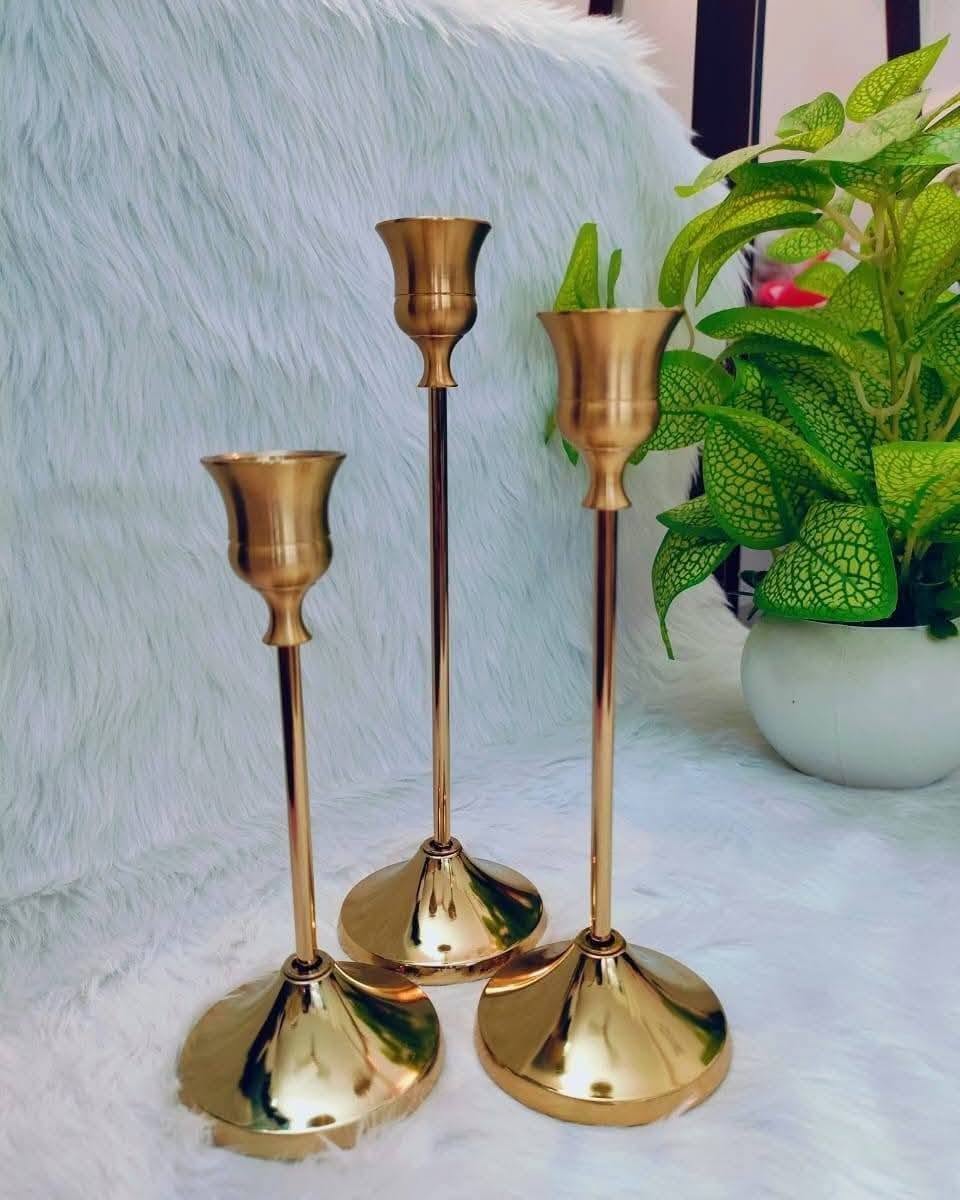 Vintage Brass Candlestick Holder Set ( Set of 3 )
